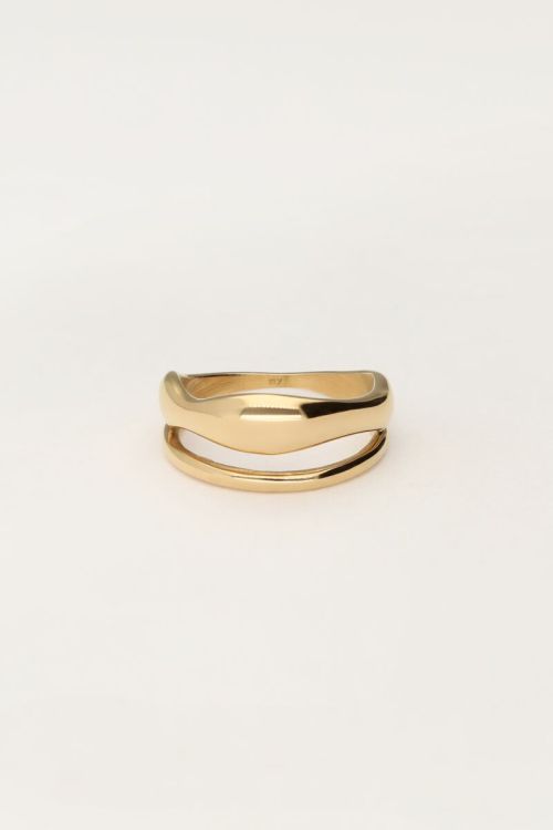 Bold double ring with organic shape