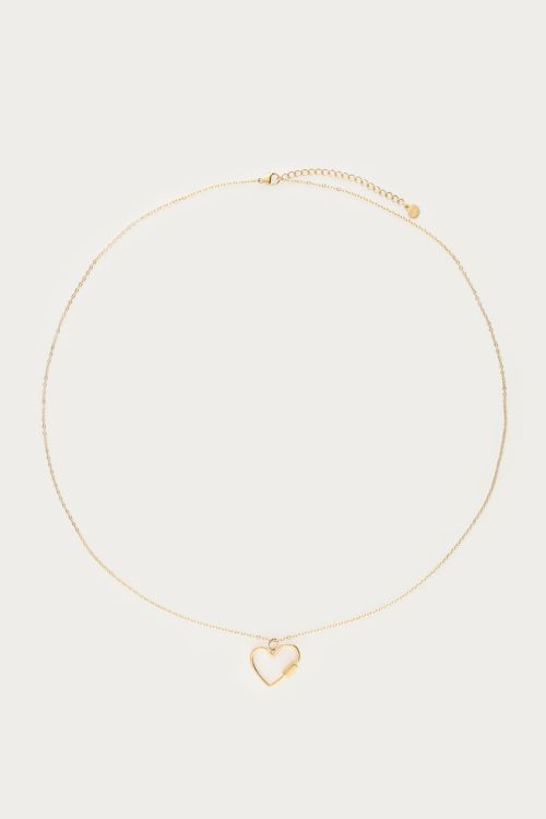 Bold long minimalist necklace with heart