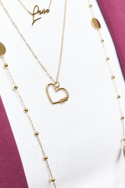Bold long minimalist necklace with heart