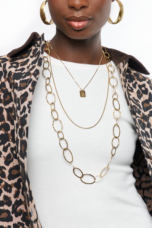 Bold long oval chain  necklace "hammered" | My Jewellery