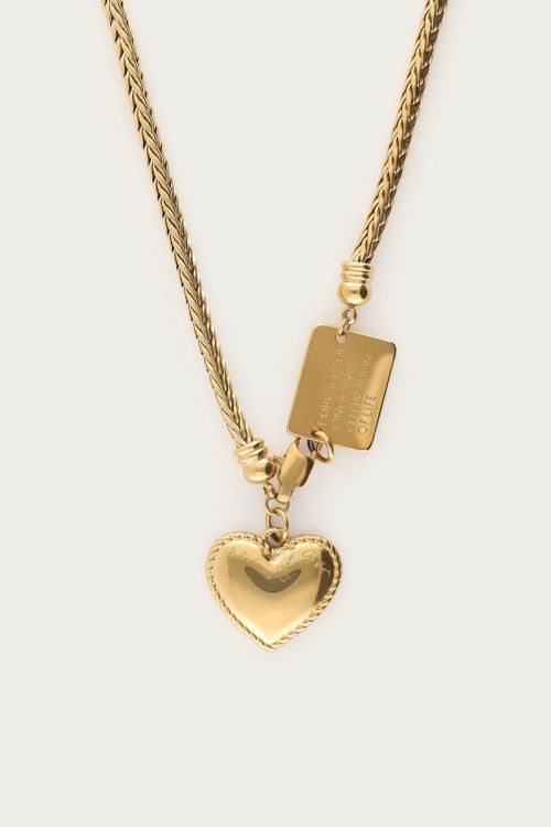 Bold chain necklace with heart-shaped charm
