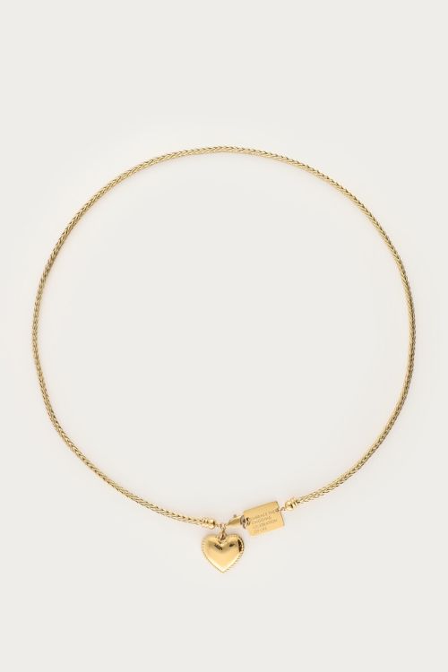 Bold chain necklace with heart-shaped charm