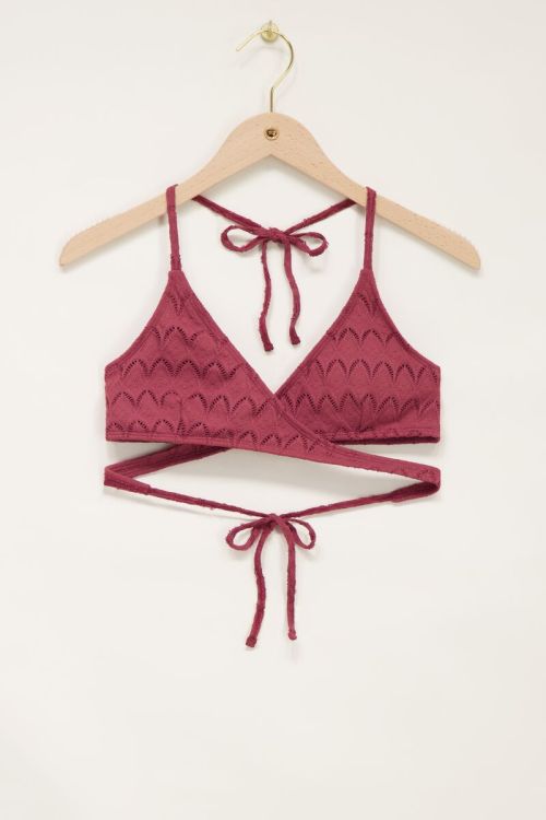 Bordeauxfarbenes Boho-Bikini Wickeloberteil 