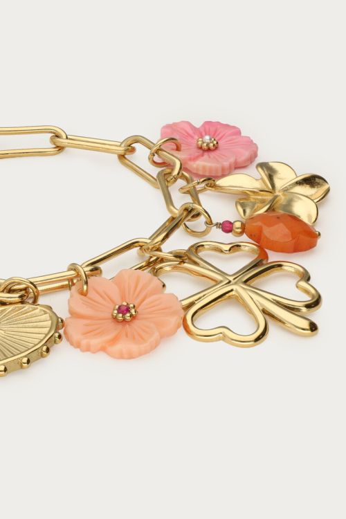 Botanical charm bracelet with clover and flowers | My Jewellery