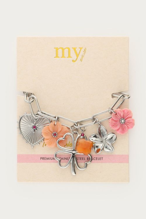 Botanical charm bracelet with clover and flowers | My Jewellery