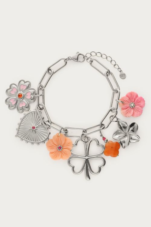 Botanical charm bracelet with clover and flowers | My Jewellery