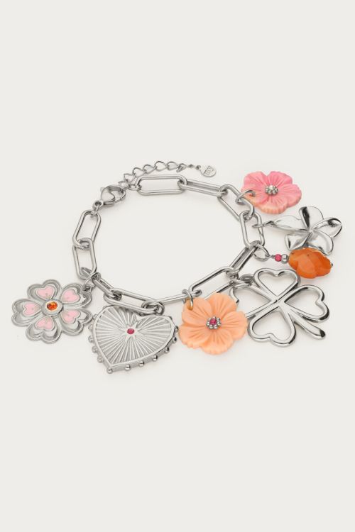 Botanical charm bracelet with clover and flowers | My Jewellery