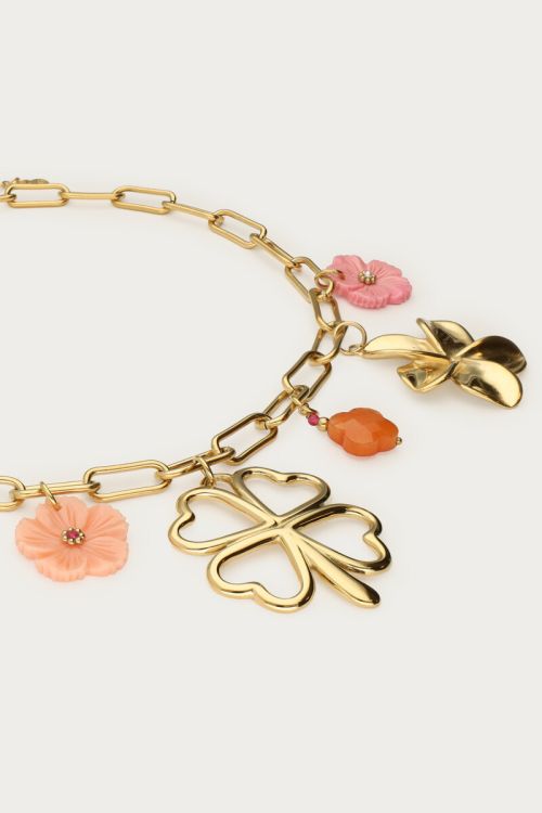 Botanical charm necklace with clover and flowers | My Jewellery