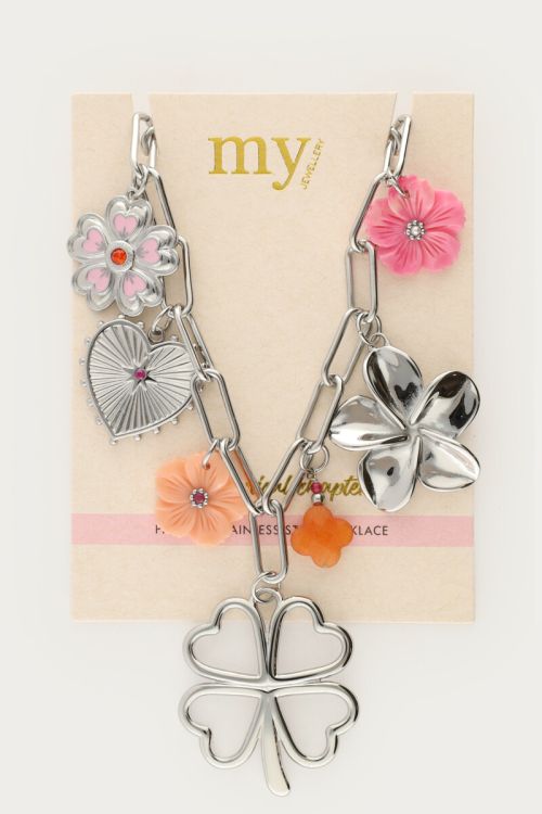 Botanical charm necklace with clover and flowers | My Jewellery