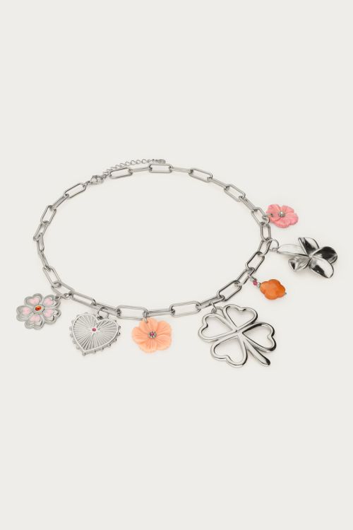 Botanical charm necklace with clover and flowers | My Jewellery