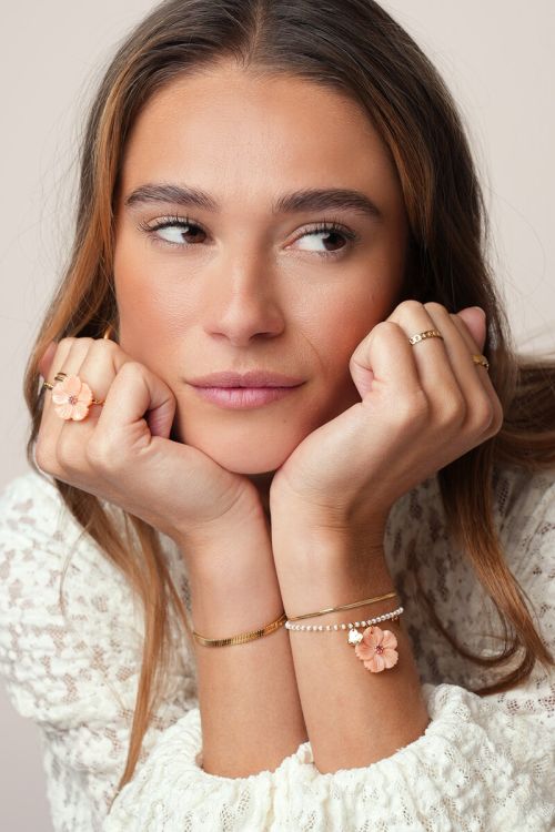 Botanical double bracelet with peach flower | My Jewellery