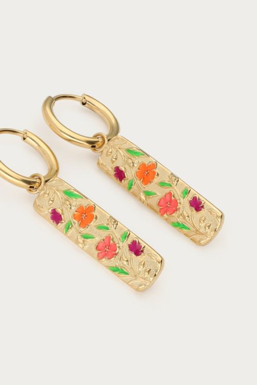 Botanical hoop earrings with multicoloured flowers | My Jewellery