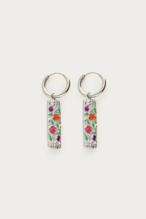 Botanical hoop earrings with multicoloured flowers | My Jewellery