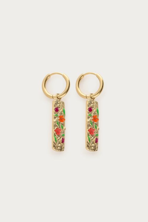 Botanical oorringen met multikleur bloemen