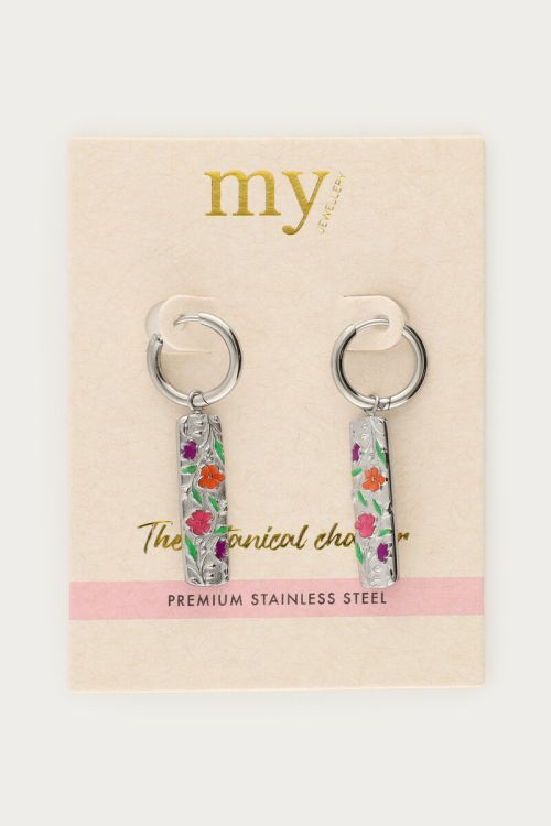 Botanical hoop earrings with multicoloured flowers | My Jewellery