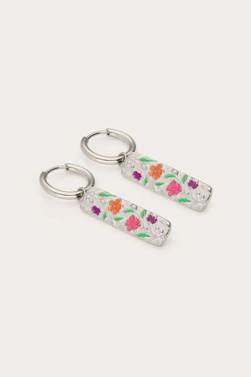 Botanical hoop earrings with multicoloured flowers | My Jewellery