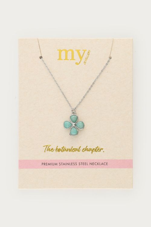 Botanical necklace with light blue clover | My Jewellery