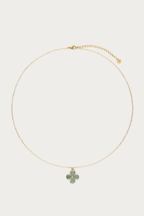 Botanical ketting met lichtblauwe klaver