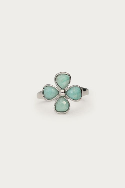 Botanical ring with light blue clover | My Jewellery