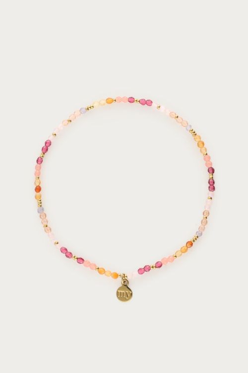 Botanical bracelet with pink beads