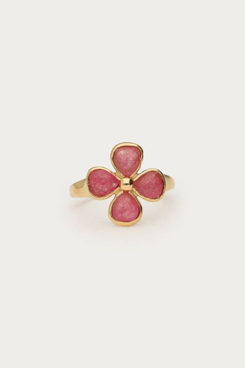 Botanical ring met roze klaver