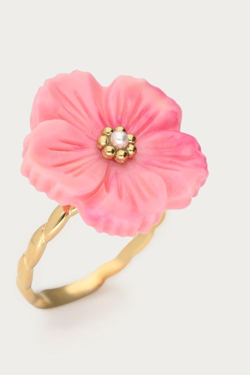 Botanical ring with pink flower | My Jewellery