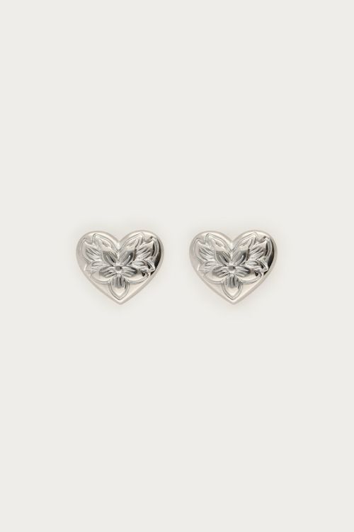 Botanical studs floral heart large | My Jewellery