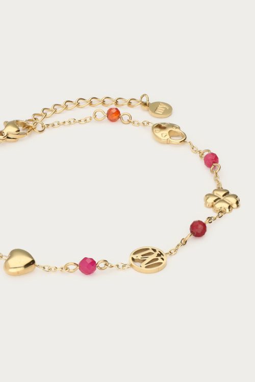 Bracelet clover, heart & purple beads | My Jewellery