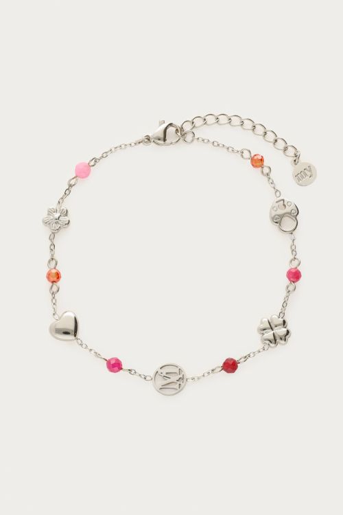 Bracelet clover, heart & purple beads | My Jewellery