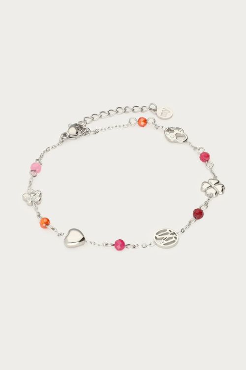 Bracelet clover, heart & purple beads | My Jewellery
