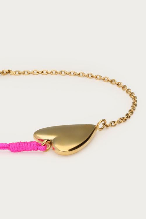 Bracelet pink rope with heart | My Jewellery
