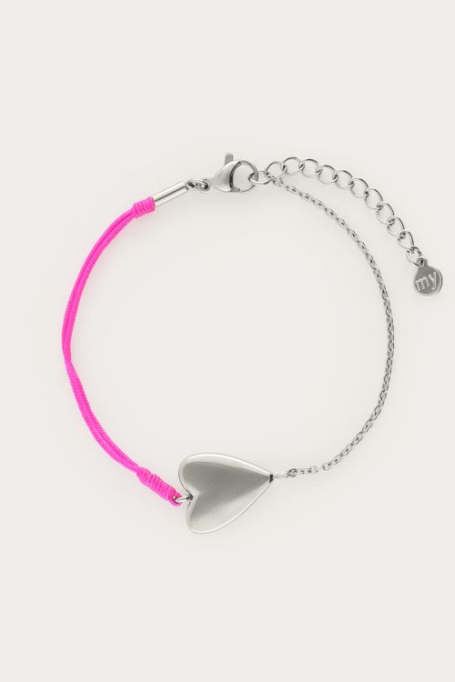 Bracelet pink rope with heart | My Jewellery