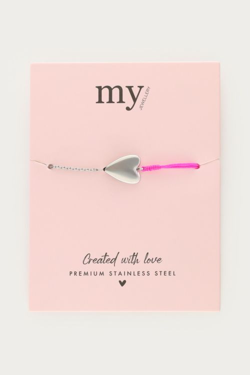 Bracelet pink rope with heart | My Jewellery