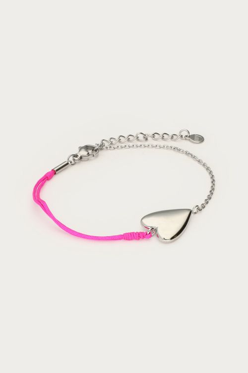 Bracelet pink rope with heart | My Jewellery