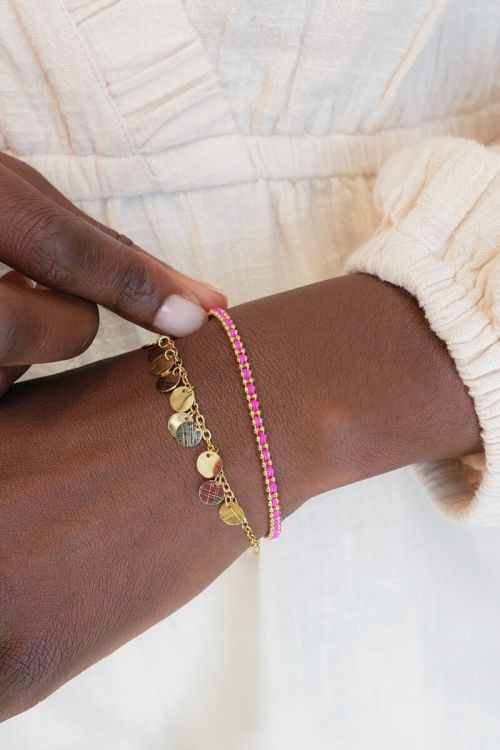 Bracelet with ballchain & pink cord | My Jewellery
