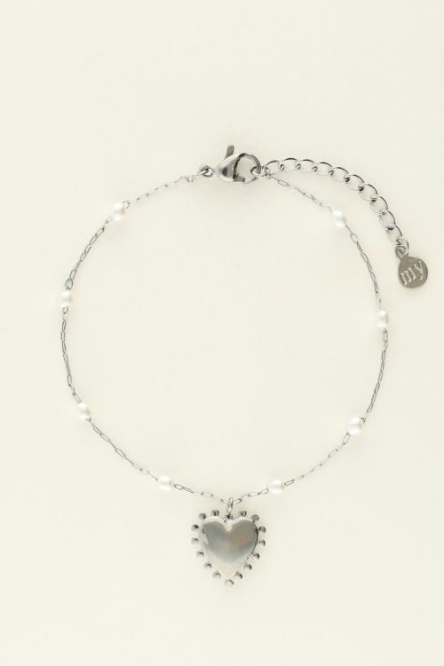 Bracelet with heart charm & pearls | My Jewellery