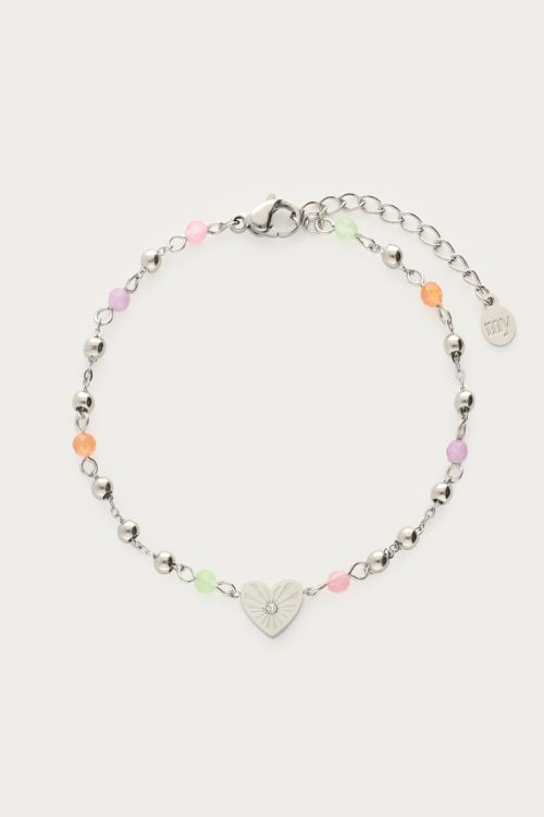Bracelet with heart & coloured beads | My Jewellery