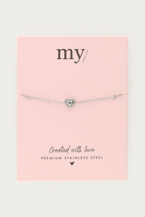 Bracelet with heart & rhinestone details | My Jewellery