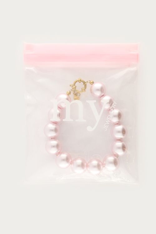 Bracelet with light pink glass pearls | My Jewellery