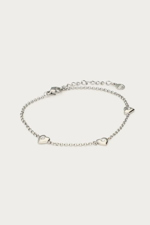 Bracelet with mini hearts & rhinestone detail