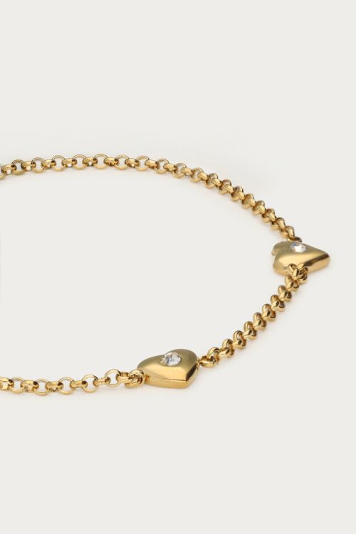 Bracelet with mini hearts & rhinestone detail
