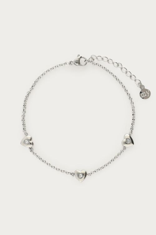 Bracelet with mini hearts & rhinestone detail