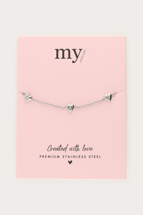 Bracelet with mini hearts & rhinestone detail
