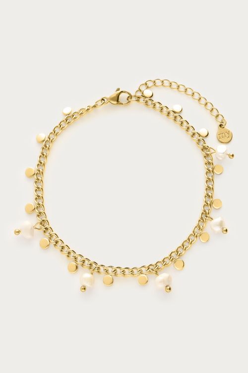 Bracelet with small coins & freshwater pearls