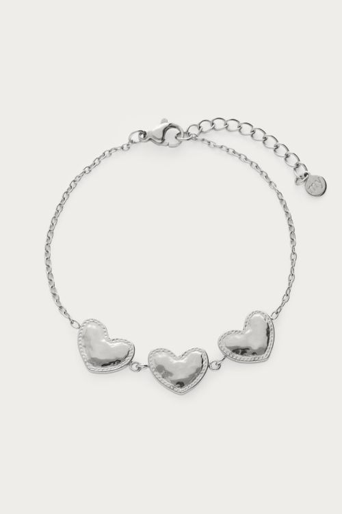 Bracelet with three hearts "hammered" | My Jewellery