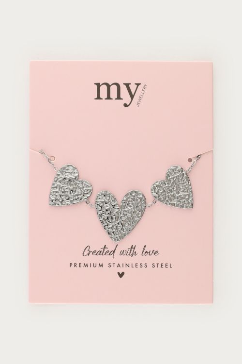 Bracelet with three hearts "hammered" | My Jewellery