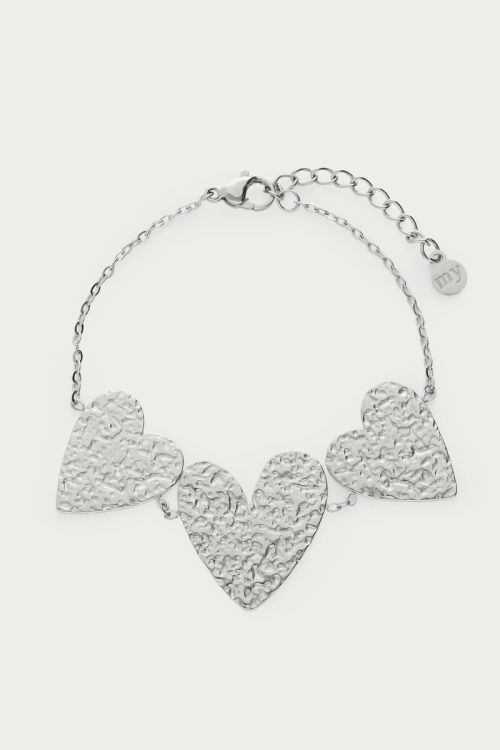 Bracelet with three hearts "hammered" | My Jewellery
