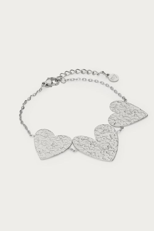 Bracelet with three hearts "hammered" | My Jewellery