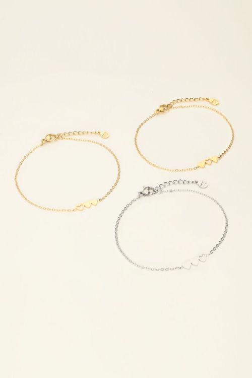 Bracelets set hearts two gold and one silver | My Jewellery