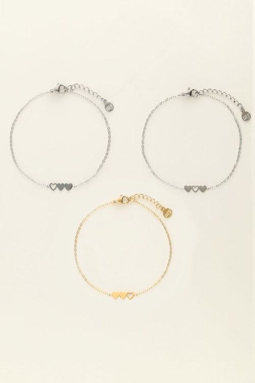 Bracelets set hearts two silver and one gold | My Jewellery